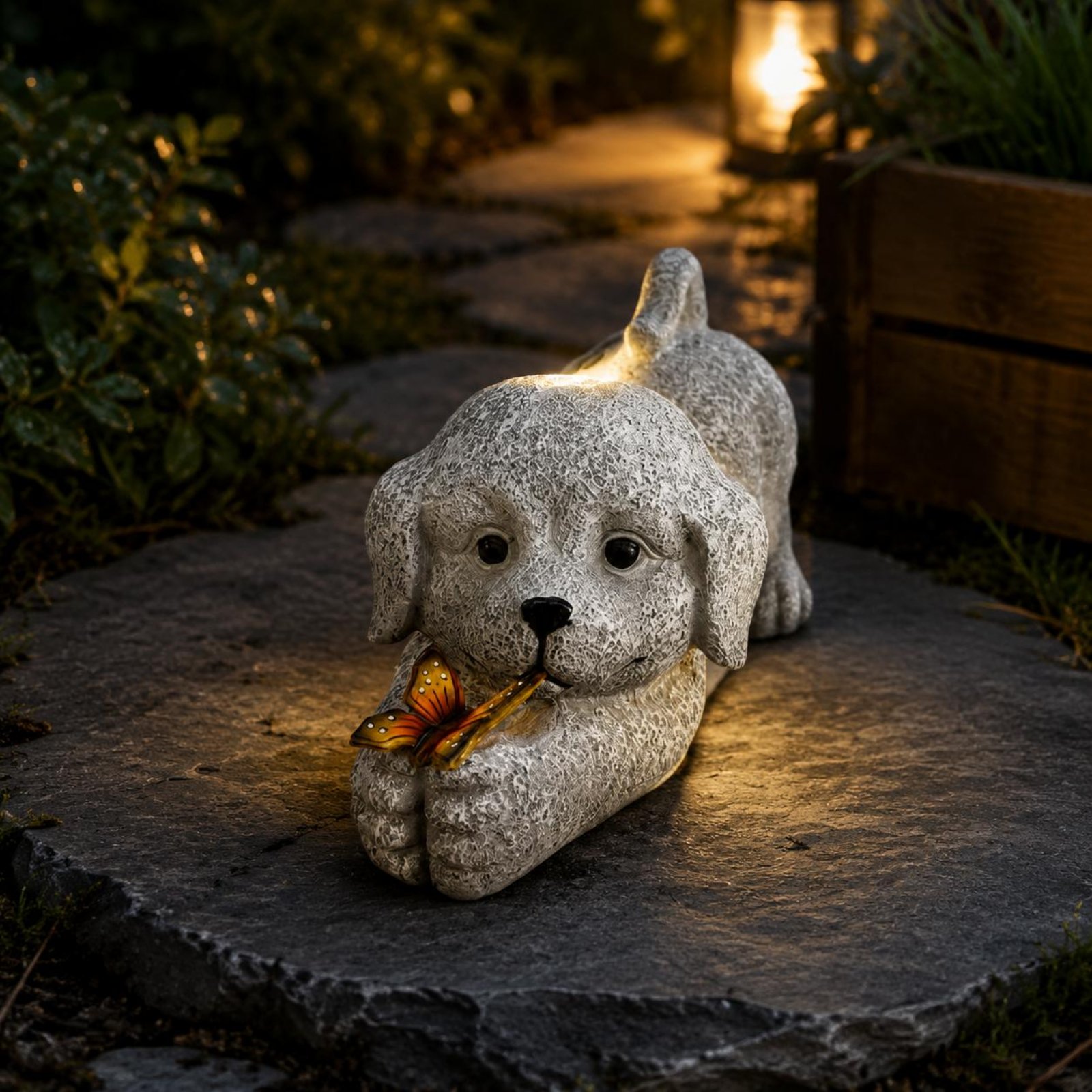 Estátua de Cão Solar em Resina - Outdoor Lighting Wire avaliação e preço