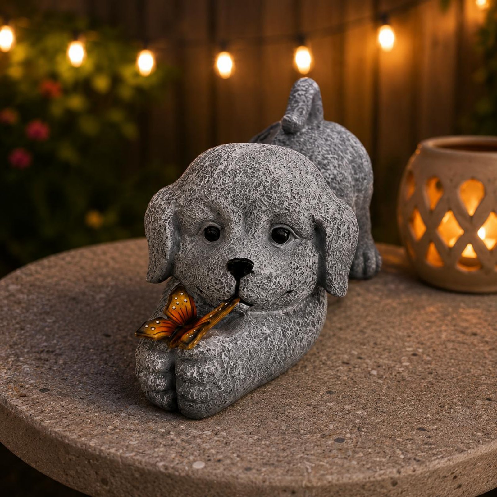 Estátua de Cão Solar em Resina - Outdoor Lighting Wire avaliação e preço